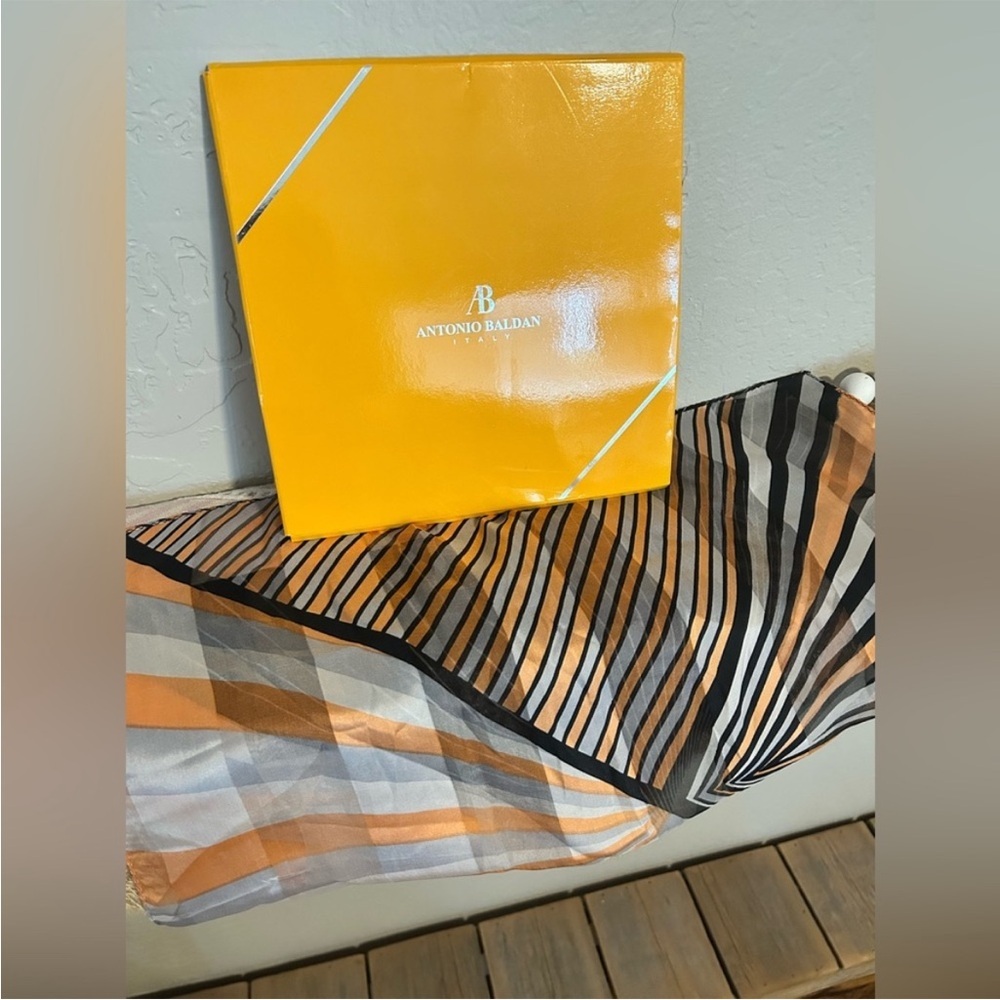 Vintage Antonio Baldan Italy 100% Silk Scarf with Original Box